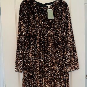 Sequin Long Sleeve Dress
